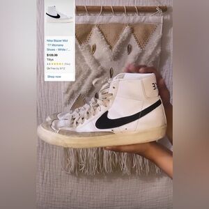 Nike White and Black High-Top Sneakers
